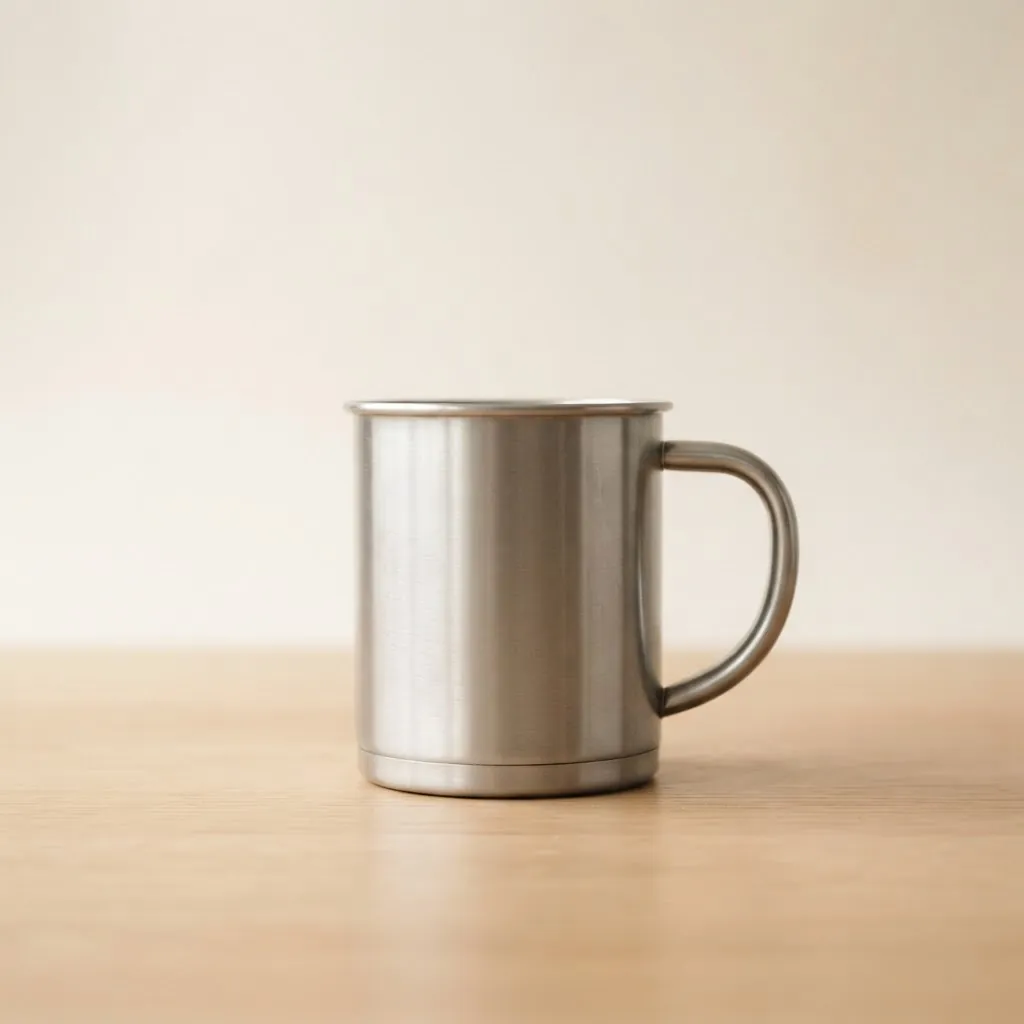 Dobbeltvægget kaffekop i rustfrit stål med underkop, 200 ml